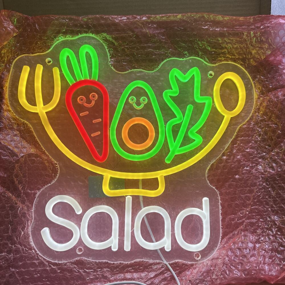 Salad Acrylic Neon Lamp Sign 14”x13” Light Glass Wall Decor